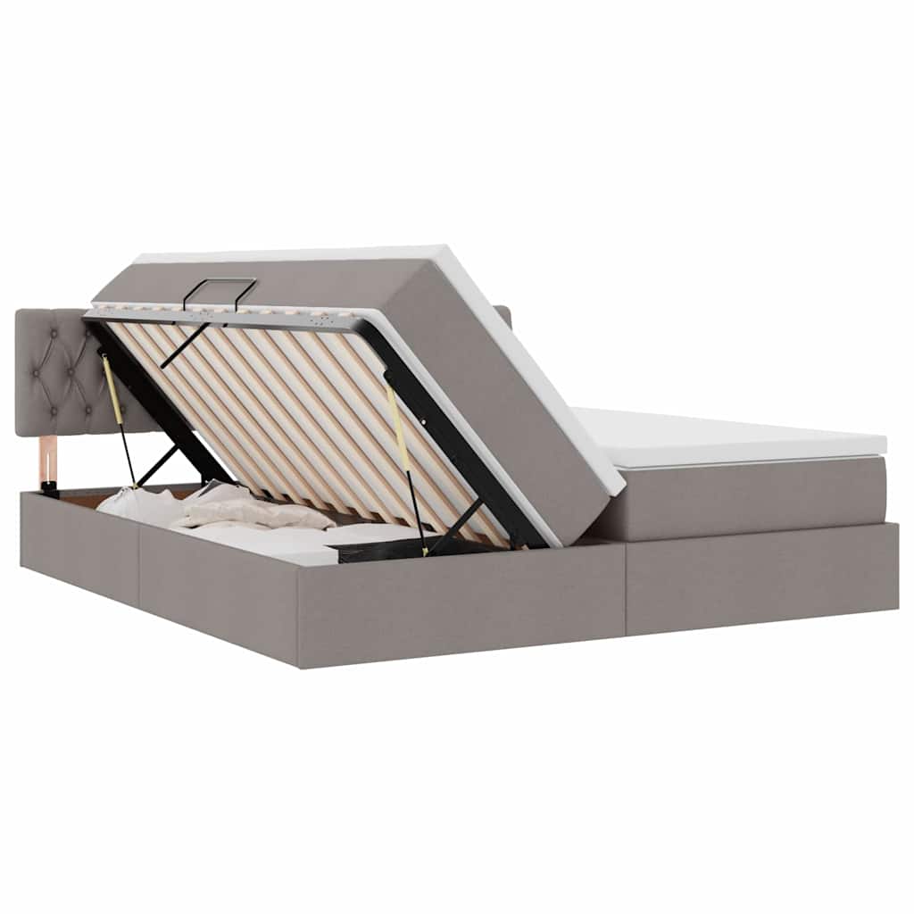 Κρεβάτι Αποθήκης με στρώμα Taupe 200 x 200 cm Τεχνητό Δέρμα