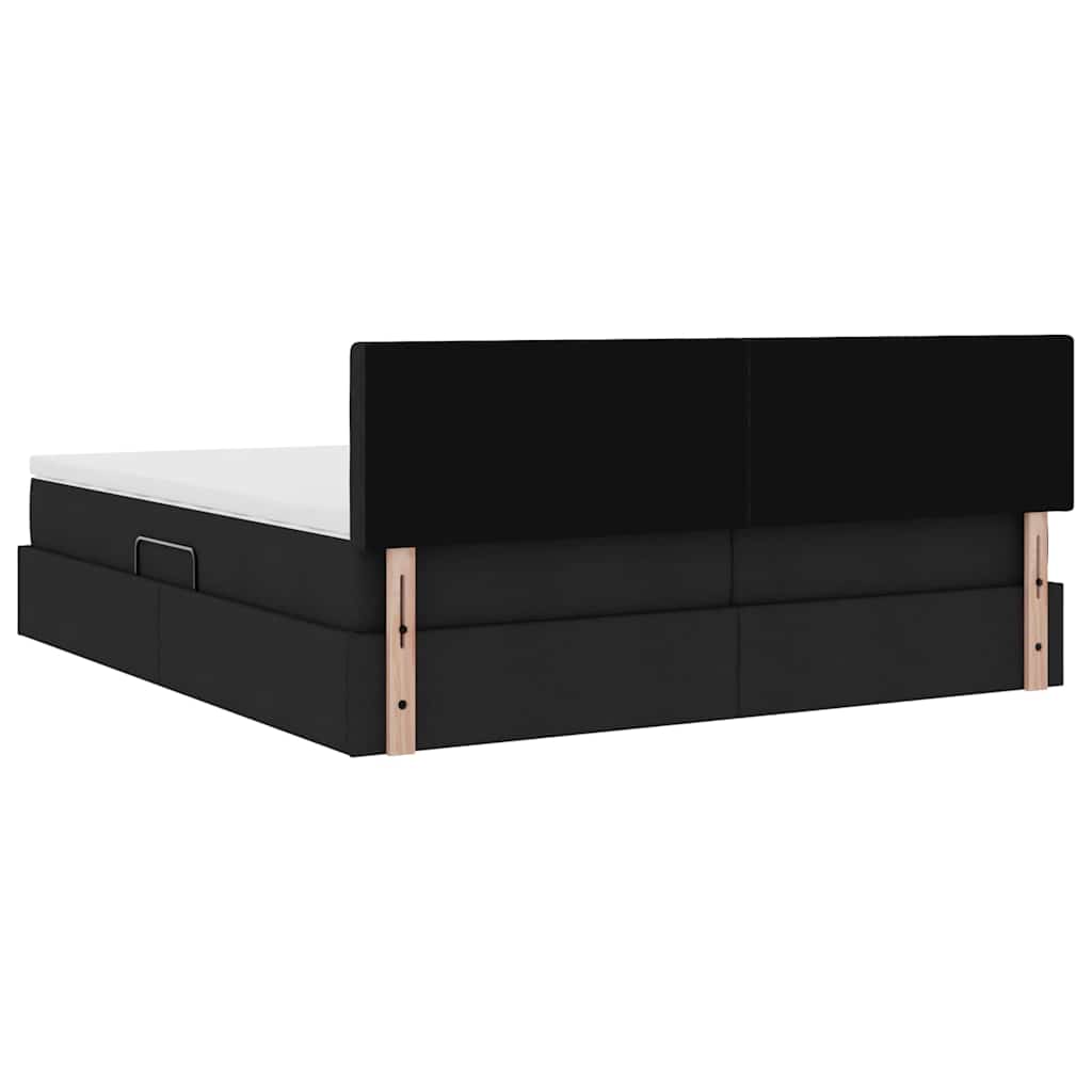 Κρεβάτι Αποθήκης με στρώμα Μαύρο 200 x 200 cm Τεχνητό Δέρμα - Pakobazaar