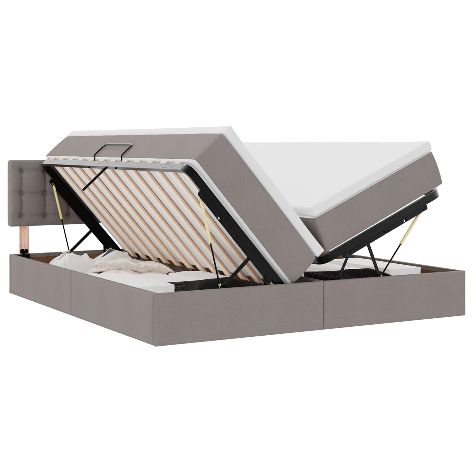 Κρεβάτι Αποθήκης με στρώμα Taupe 200 x 200 cm Τεχνητό Δέρμα - Pakobazaar