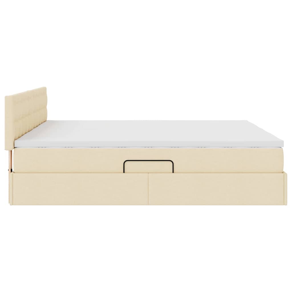 Κρεβάτι Αποθήκης με στρώμα Κρέμ 200 x 200 cm Τεχνητό Δέρμα