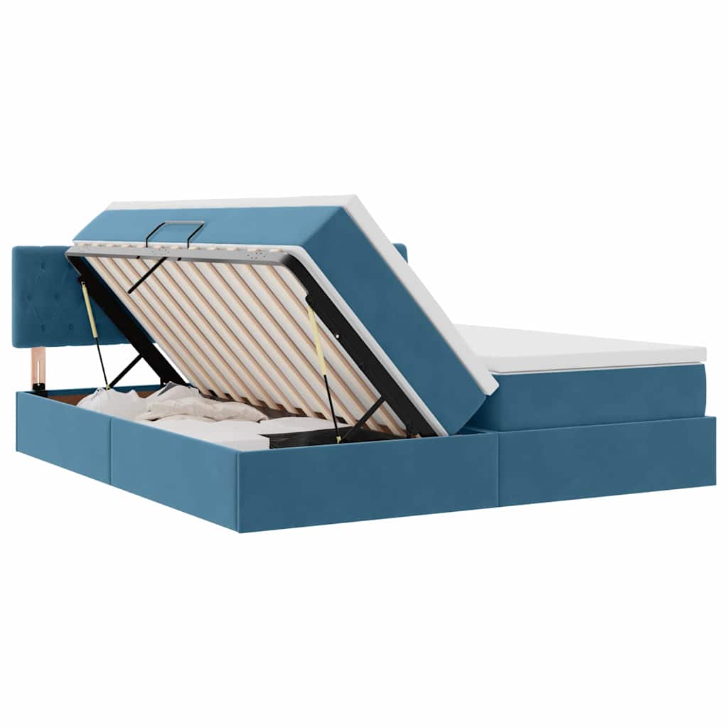 Κρεβάτι Αποθήκης με στρώμα με κεφαλάρι Σκούρο Μπλε 100 x 200 cm - Pakobazaar