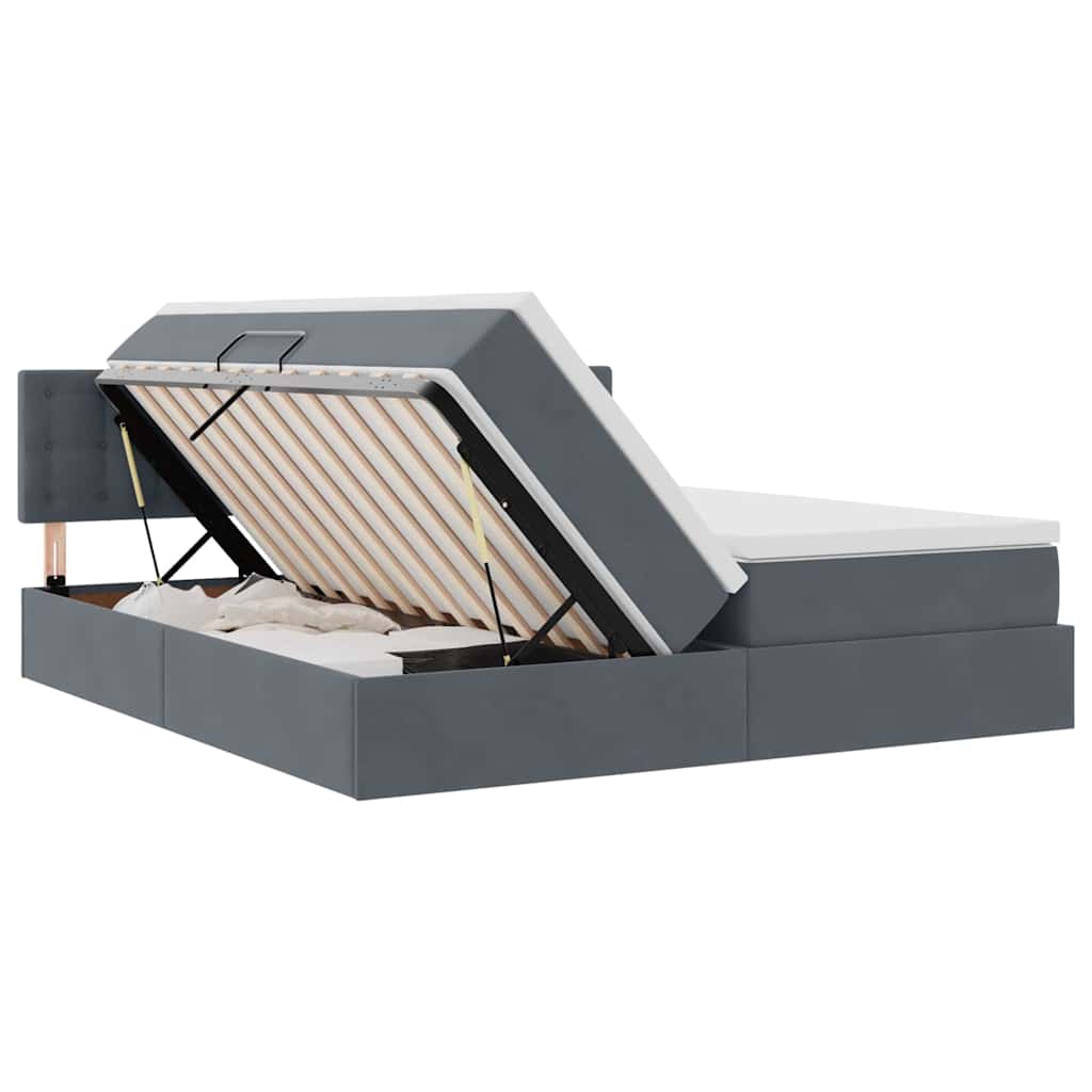 Κρεβάτι Αποθήκης με στρώμα με κεφαλάρι Σκούρο Γκρι 90 x 200 cm - Pakobazaar