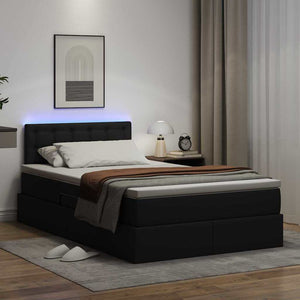 Κρεβάτι με αποθηκευτικό χώρο και LED Μαύρο 120 x 190 cm