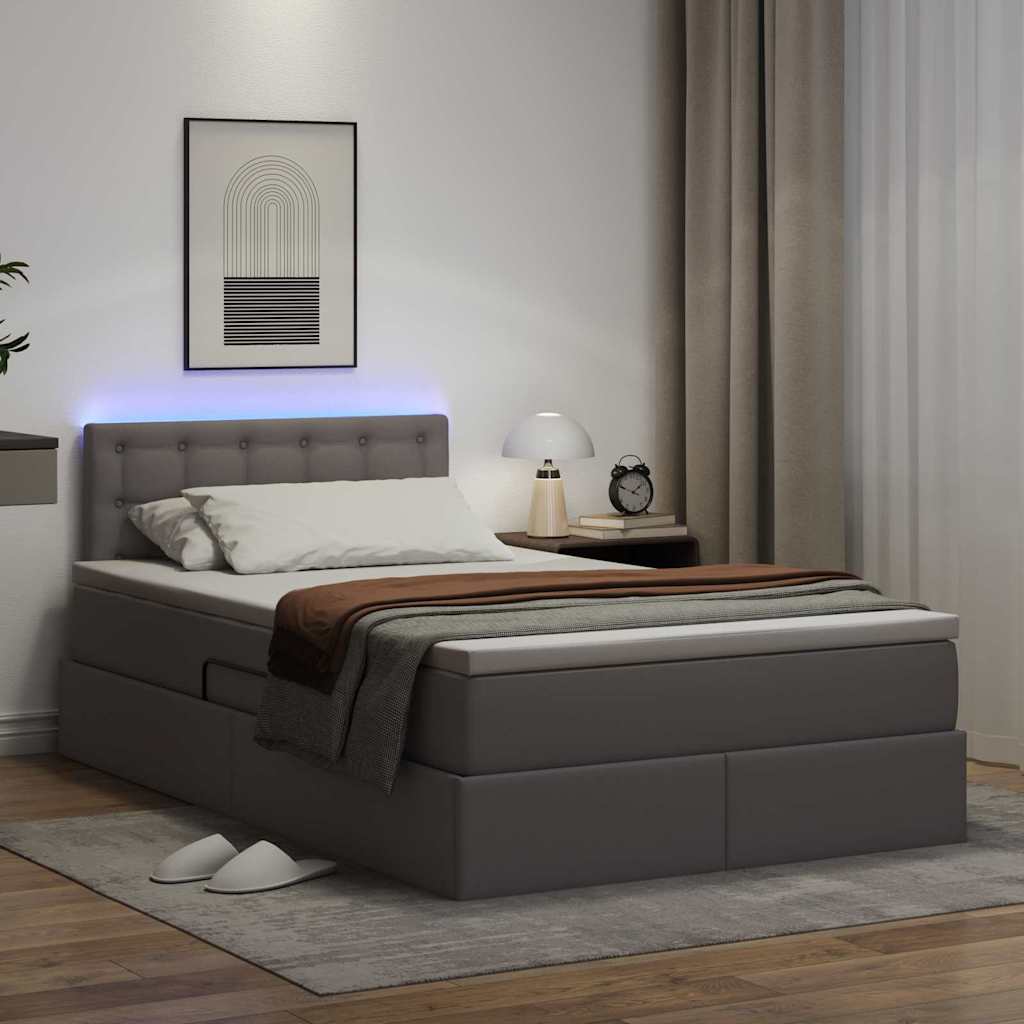 Κρεβάτι με αποθηκευτικό χώρο και LED Γκρι 120 x 190 cm