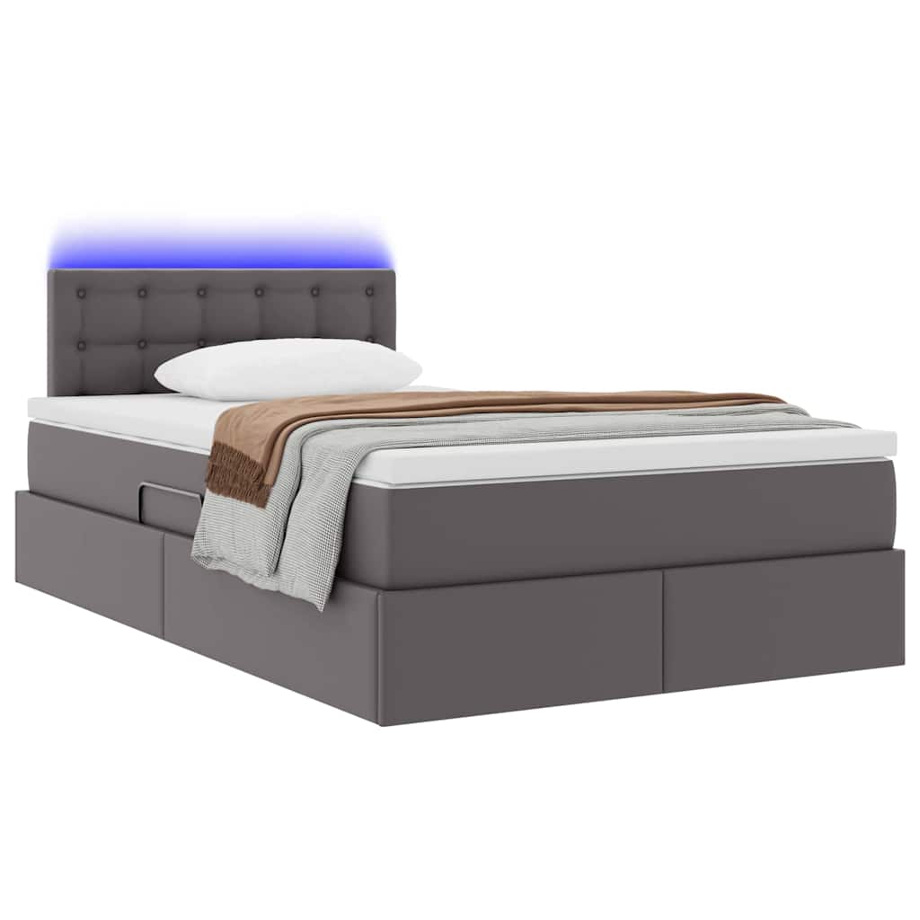 Κρεβάτι με αποθηκευτικό χώρο και LED Γκρι 120 x 190 cm