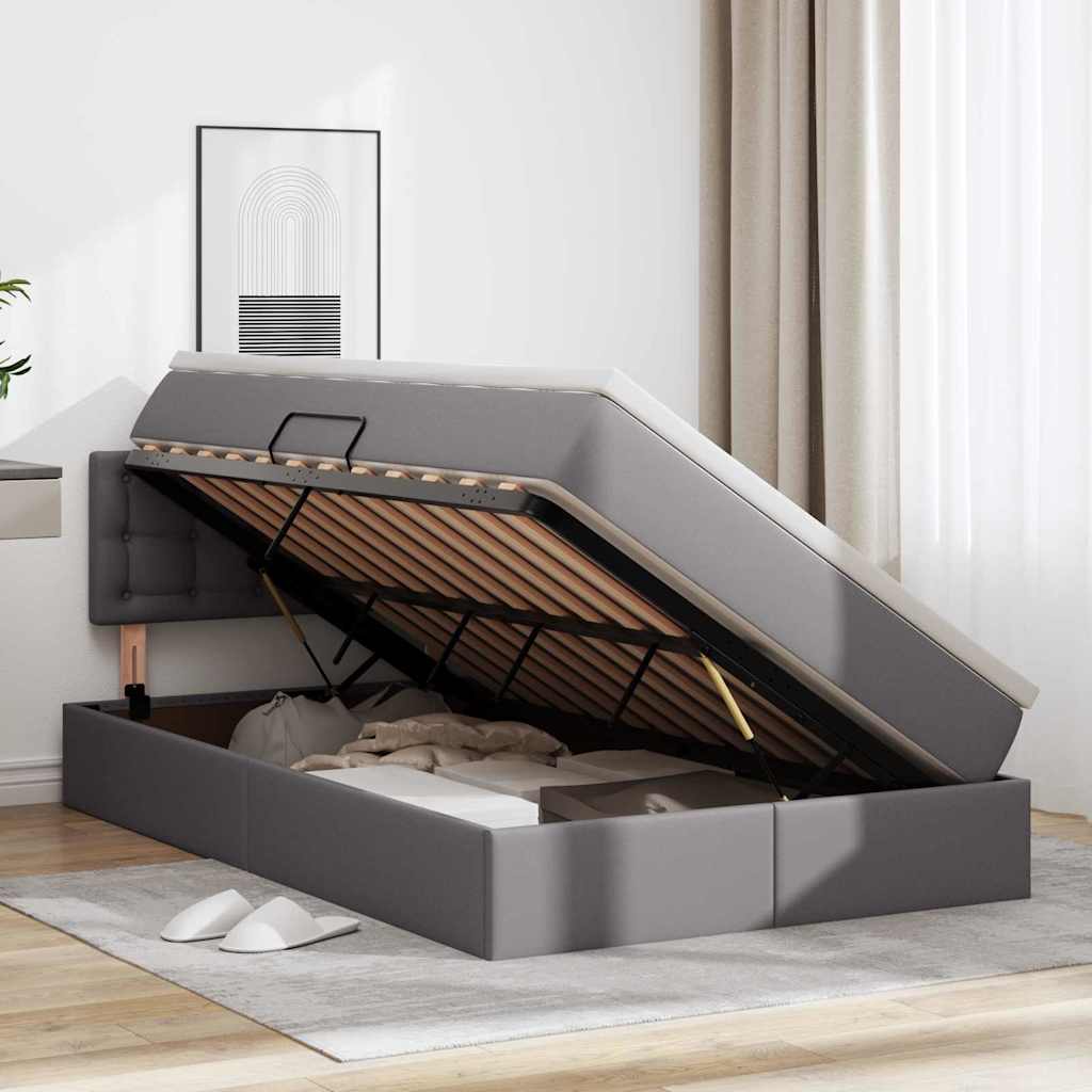 Κρεβάτι με αποθηκευτικό χώρο και LED με led Γκρι 120 x 200 cm - Pakobazaar