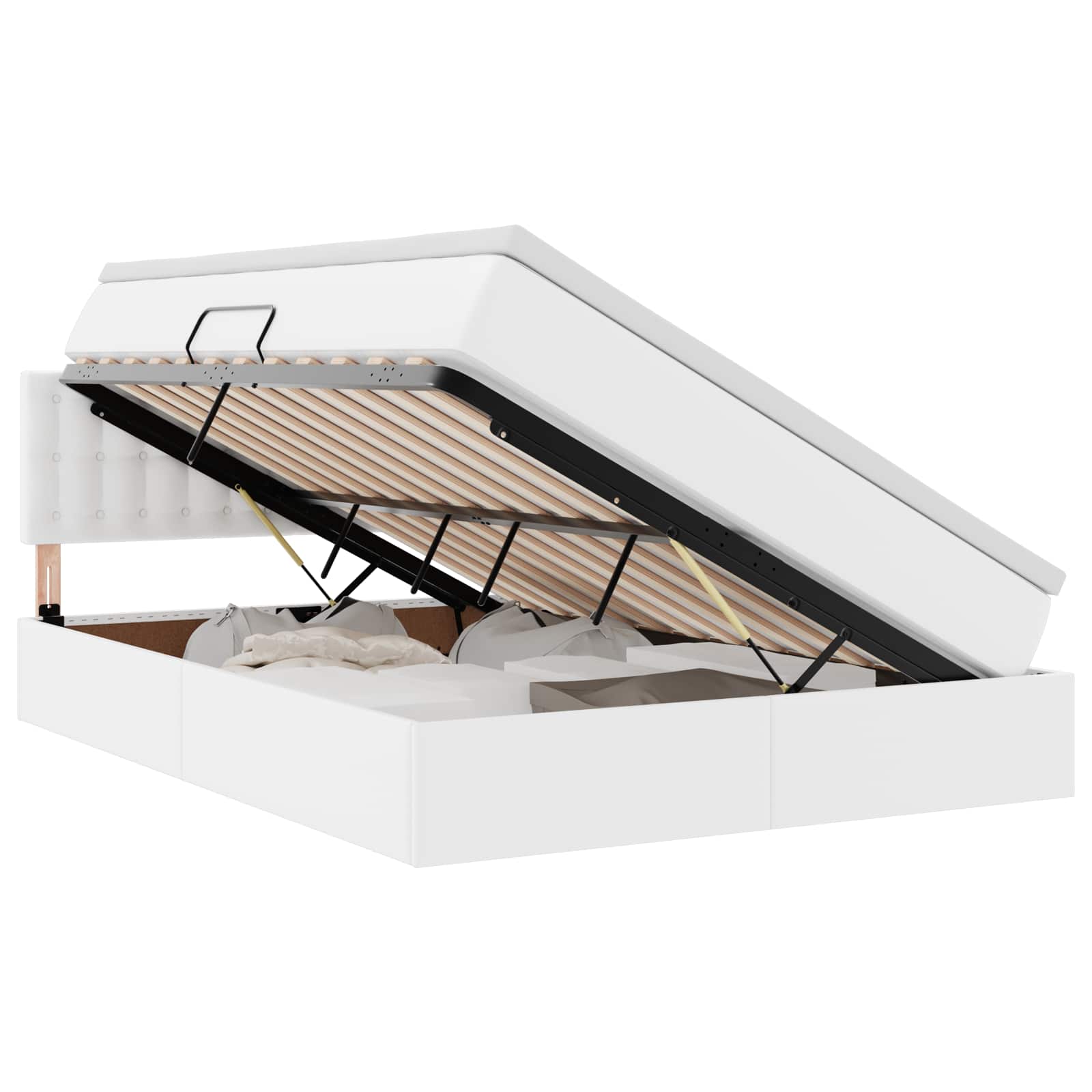 Κρεβάτι με αποθηκευτικό χώρο και LED Καθαρό Λευκό 140 x 190 cm - Pakobazaar