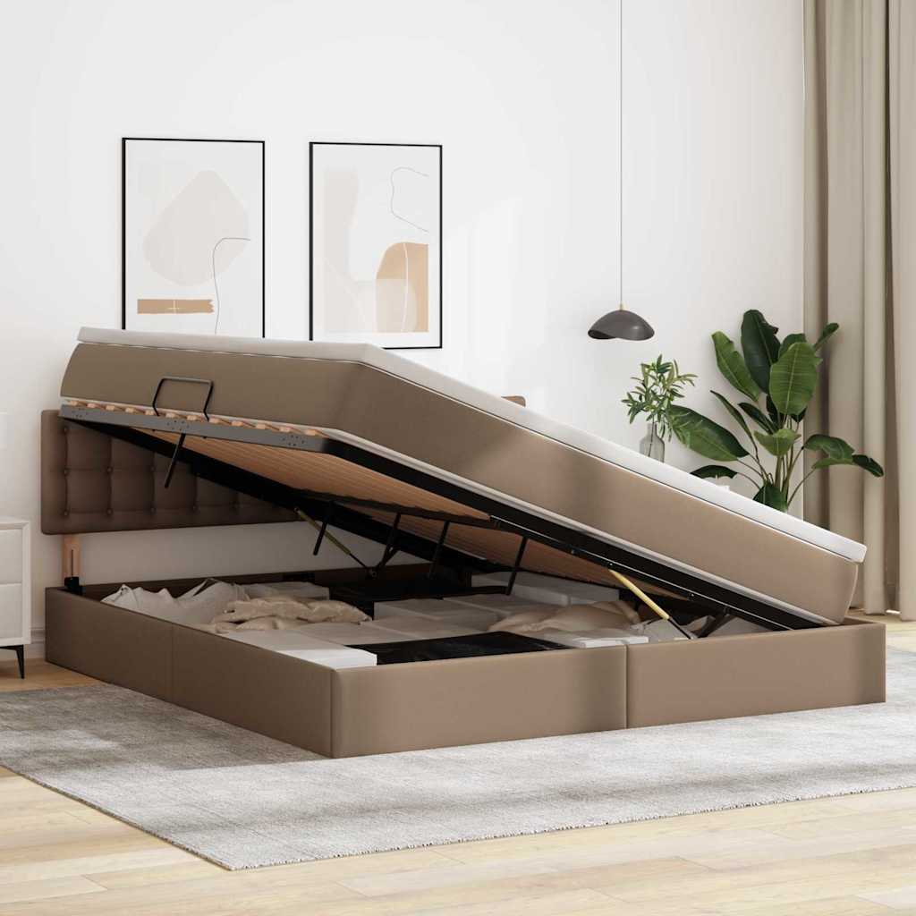 Κρεβάτι με αποθηκευτικό χώρο και LED Καπουτσίνο 160 x 200 cm - Pakobazaar