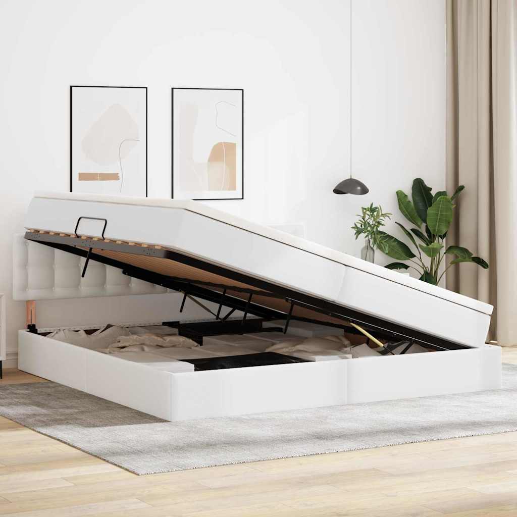 Κρεβάτι με αποθηκευτικό χώρο και LED Ανοιχτό γκρι 200 x 200 cm - Pakobazaar