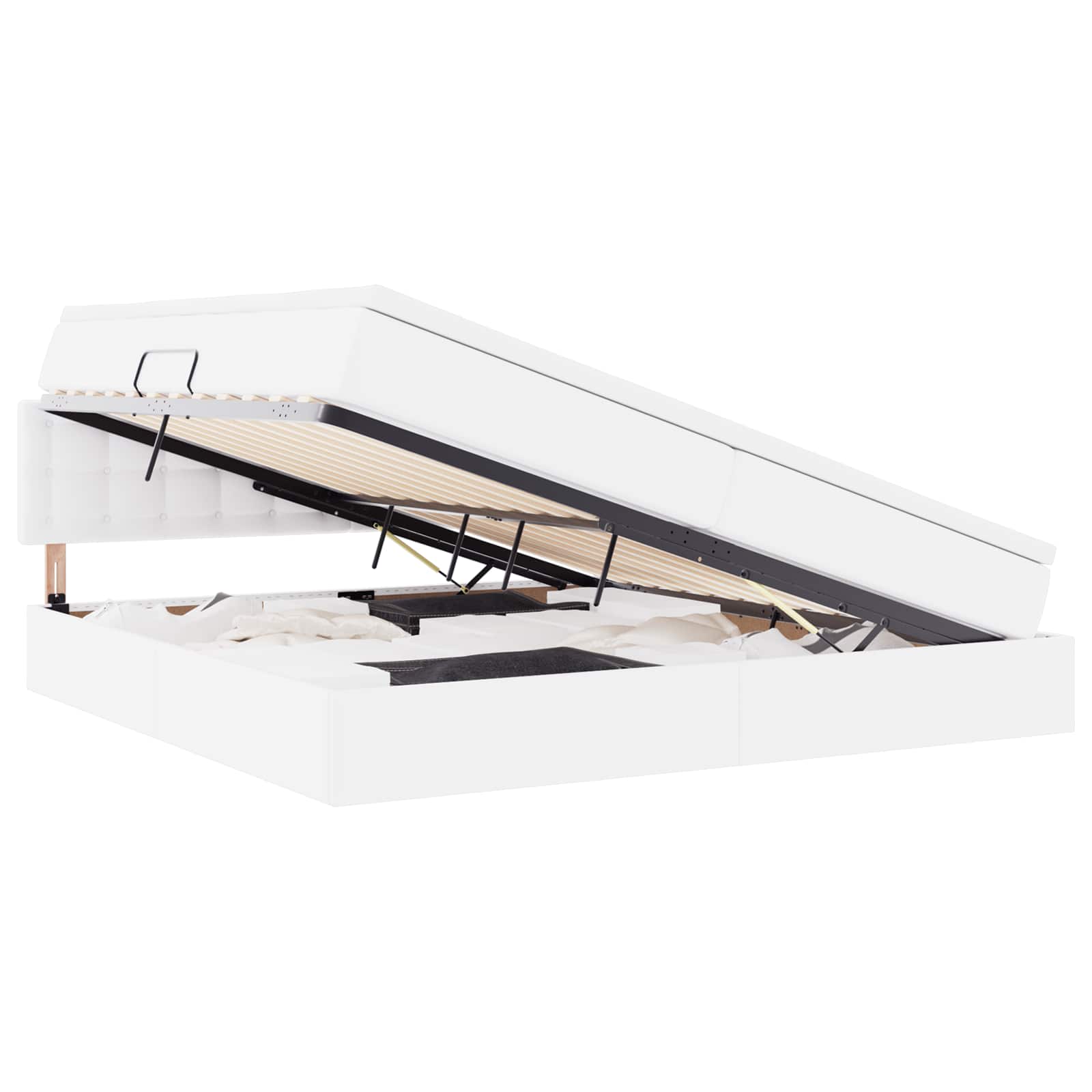 Κρεβάτι με αποθηκευτικό χώρο και LED Ανοιχτό γκρι 200 x 200 cm - Pakobazaar