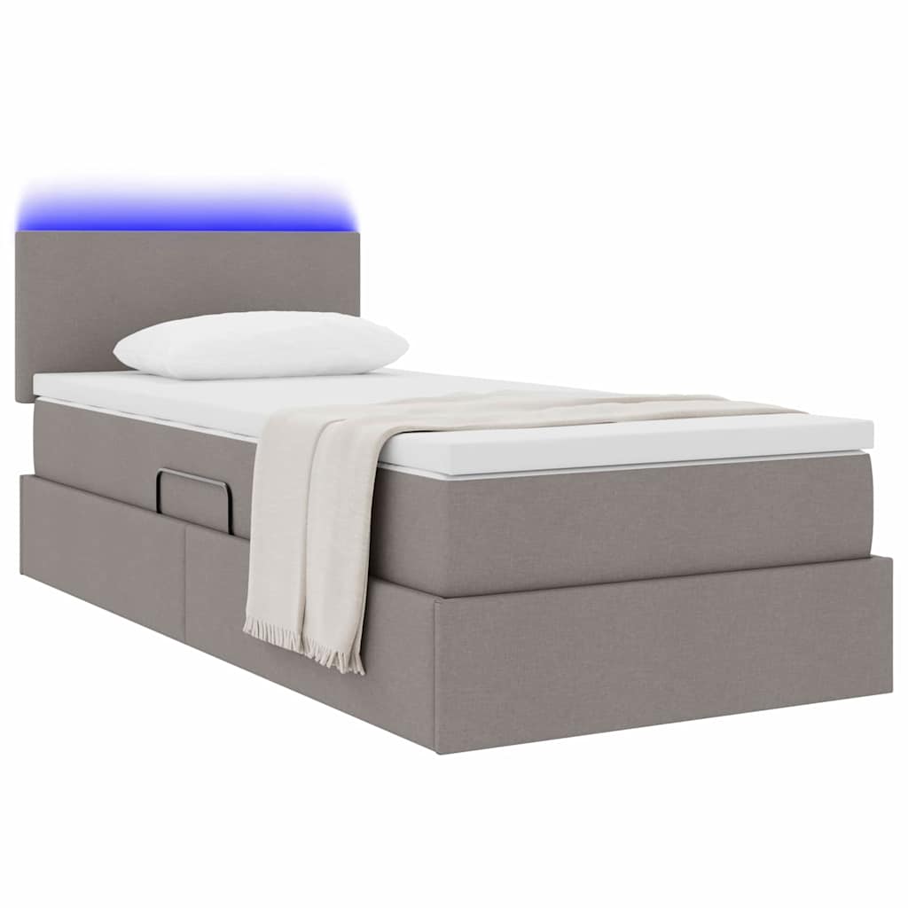 Κρεβάτι με αποθηκευτικό χώρο και LED Taupe 100 x 200 cm ύφασμα - Pakobazaar