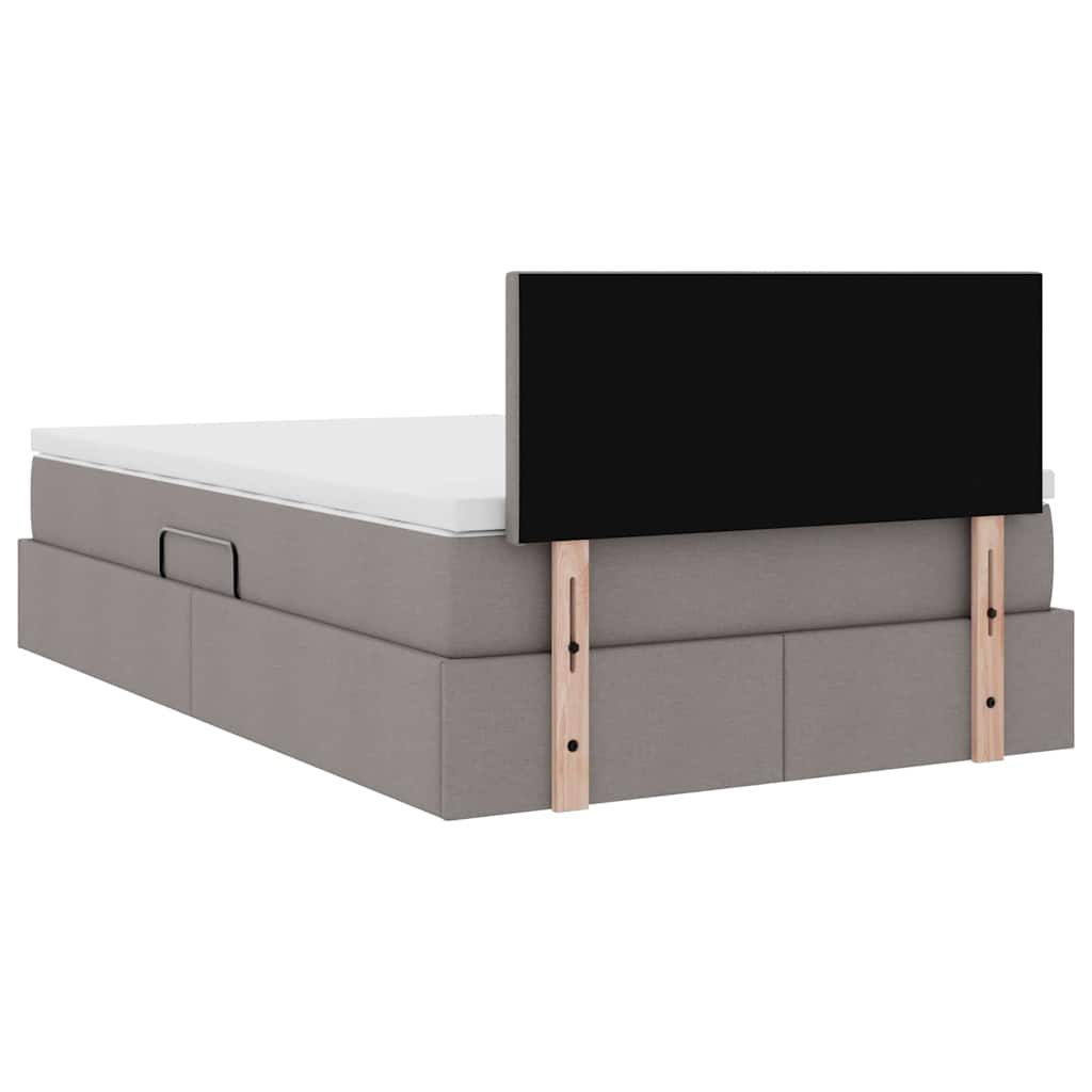 LED Κρεβάτι αποθήκευσης με στρώμα Taupe 120 x 190 cm Ύφασμα - Pakobazaar