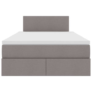 LED Κρεβάτι αποθήκευσης με στρώμα Taupe 120 x 190 cm Ύφασμα - Pakobazaar