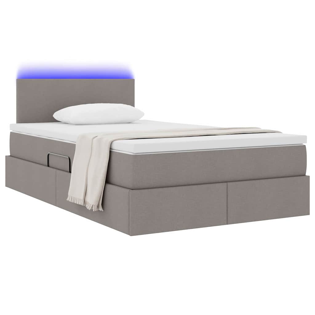 LED Κρεβάτι αποθήκευσης με στρώμα Taupe 120 x 190 cm Ύφασμα - Pakobazaar