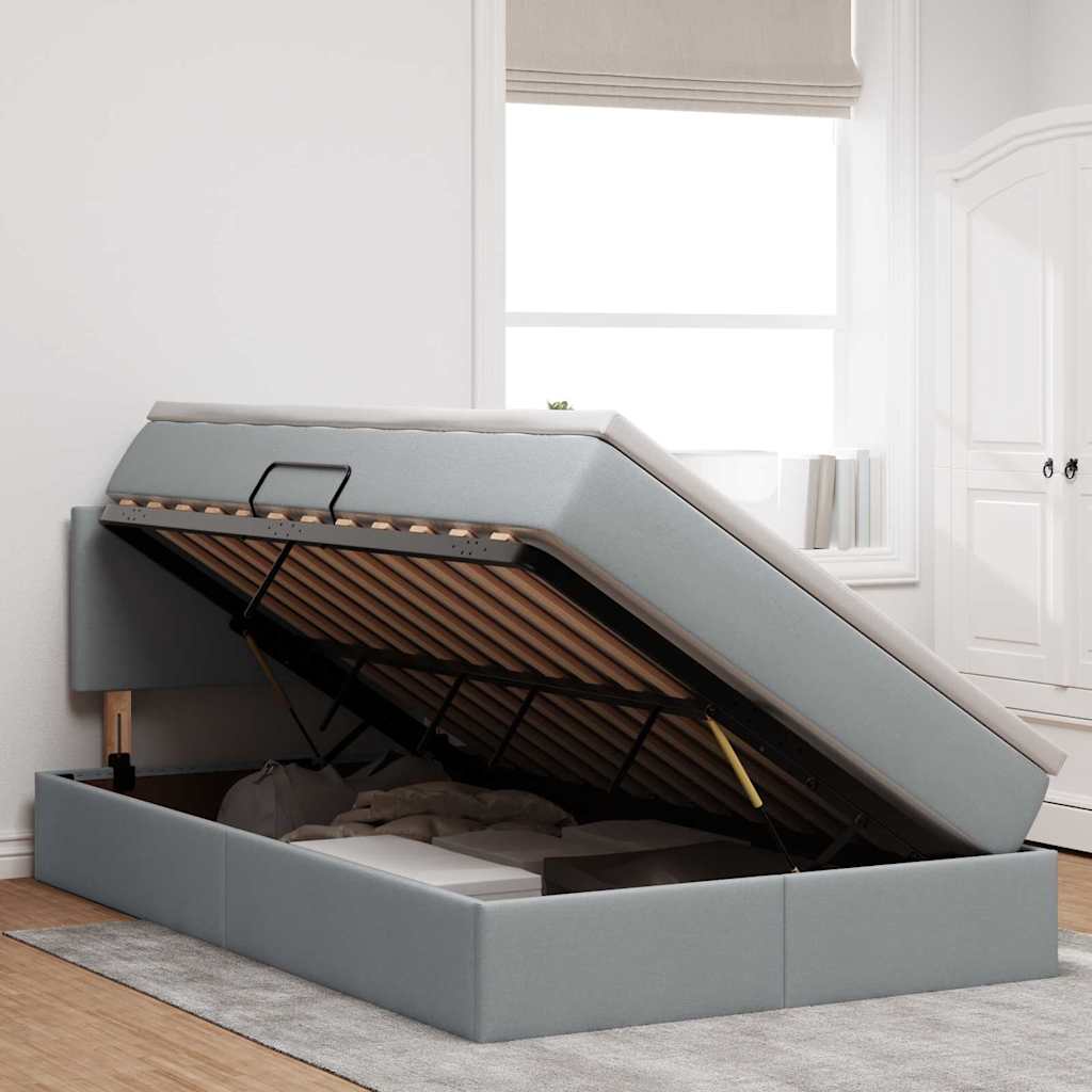 Κρεβάτι με αποθηκευτικό χώρο και LED Ανοιχτό γκρι 120 x 200 cm - Pakobazaar