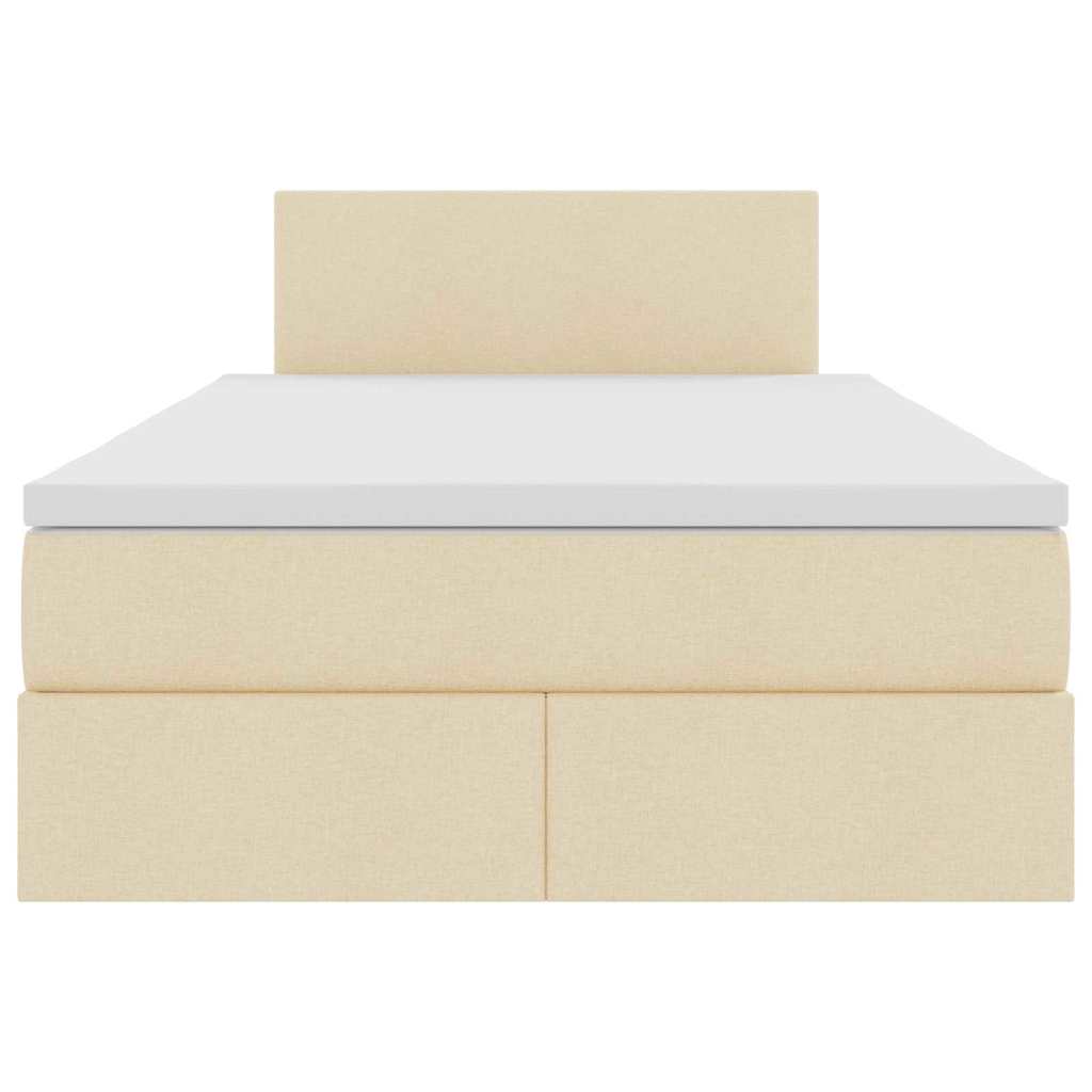 Κρεβάτι με αποθηκευτικό χώρο και LED Κρέμ 120 x 200 cm ύφασμα - Pakobazaar