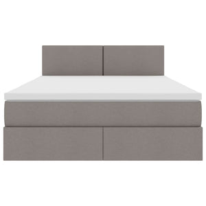 LED Κρεβάτι αποθήκευσης με στρώμα Taupe 140 x 190 cm Ύφασμα - Pakobazaar