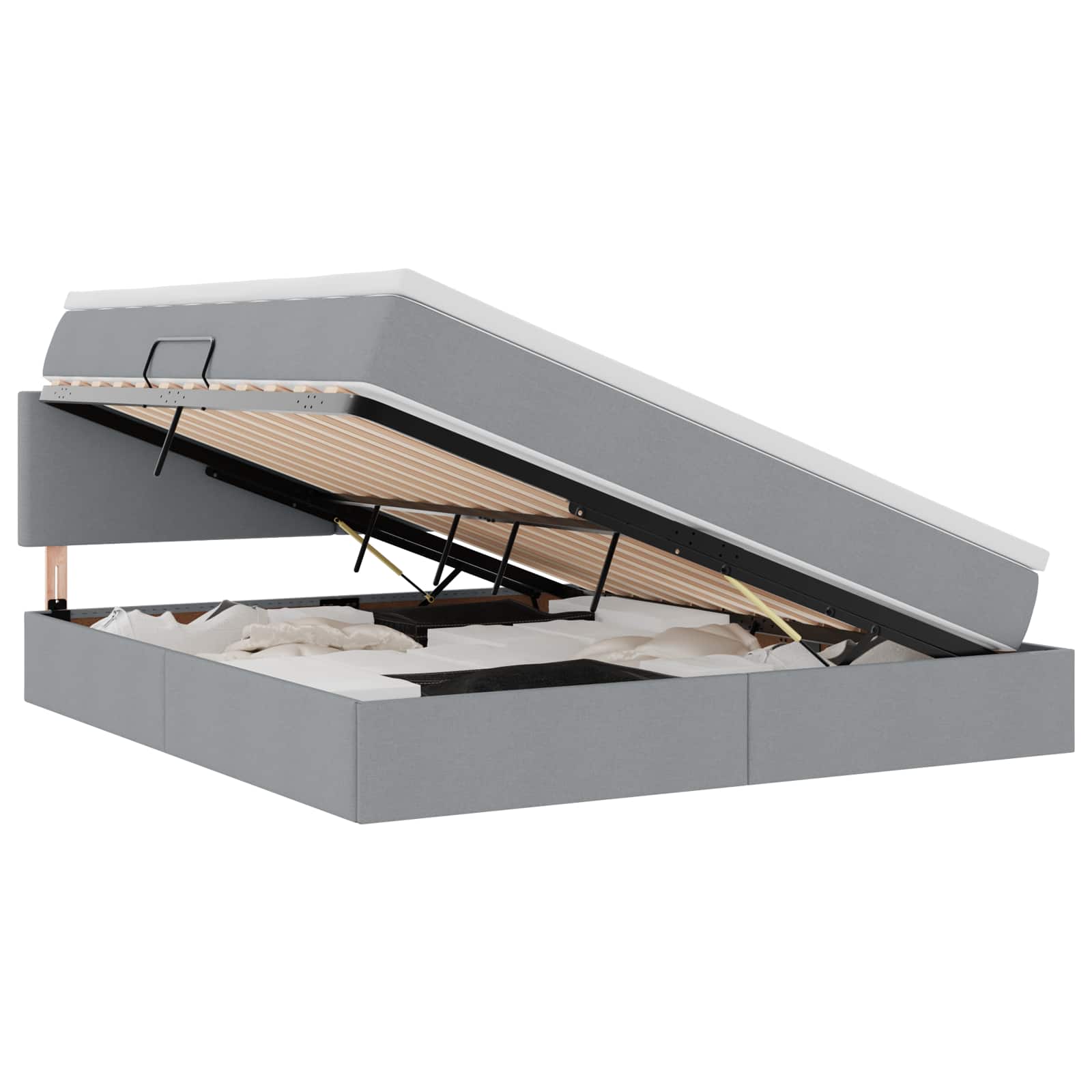 Κρεβάτι με αποθηκευτικό χώρο και LED Ανοιχτό γκρι 160 x 200 cm - Pakobazaar
