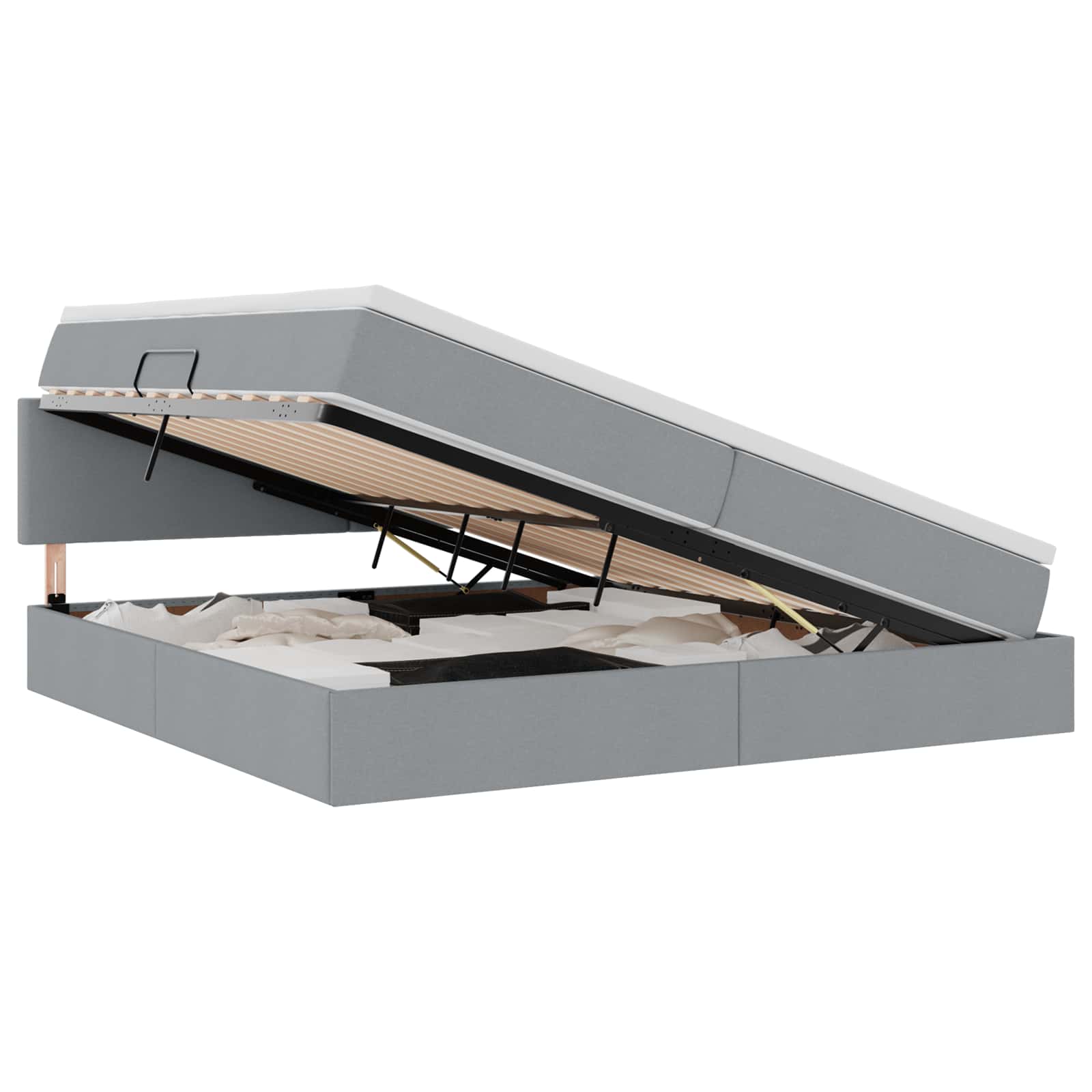 Κρεβάτι με αποθηκευτικό χώρο και LED Ανοιχτό γκρι 200 x 200 cm - Pakobazaar