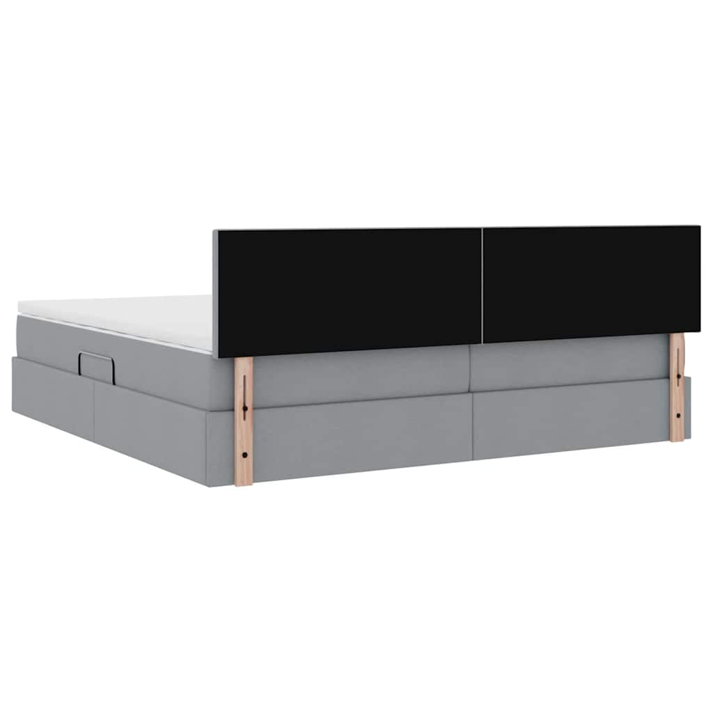 Κρεβάτι με αποθηκευτικό χώρο και LED Ανοιχτό γκρι 200 x 200 cm - Pakobazaar
