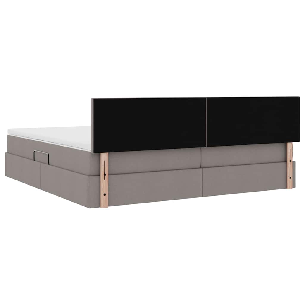 Κρεβάτι με αποθηκευτικό χώρο και LED Taupe 200 x 200 cm ύφασμα - Pakobazaar