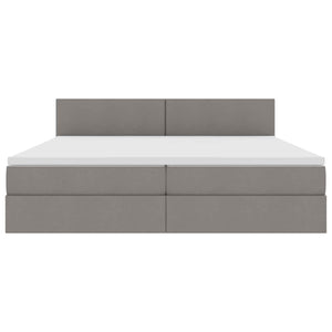 Κρεβάτι με αποθηκευτικό χώρο και LED Taupe 200 x 200 cm ύφασμα - Pakobazaar