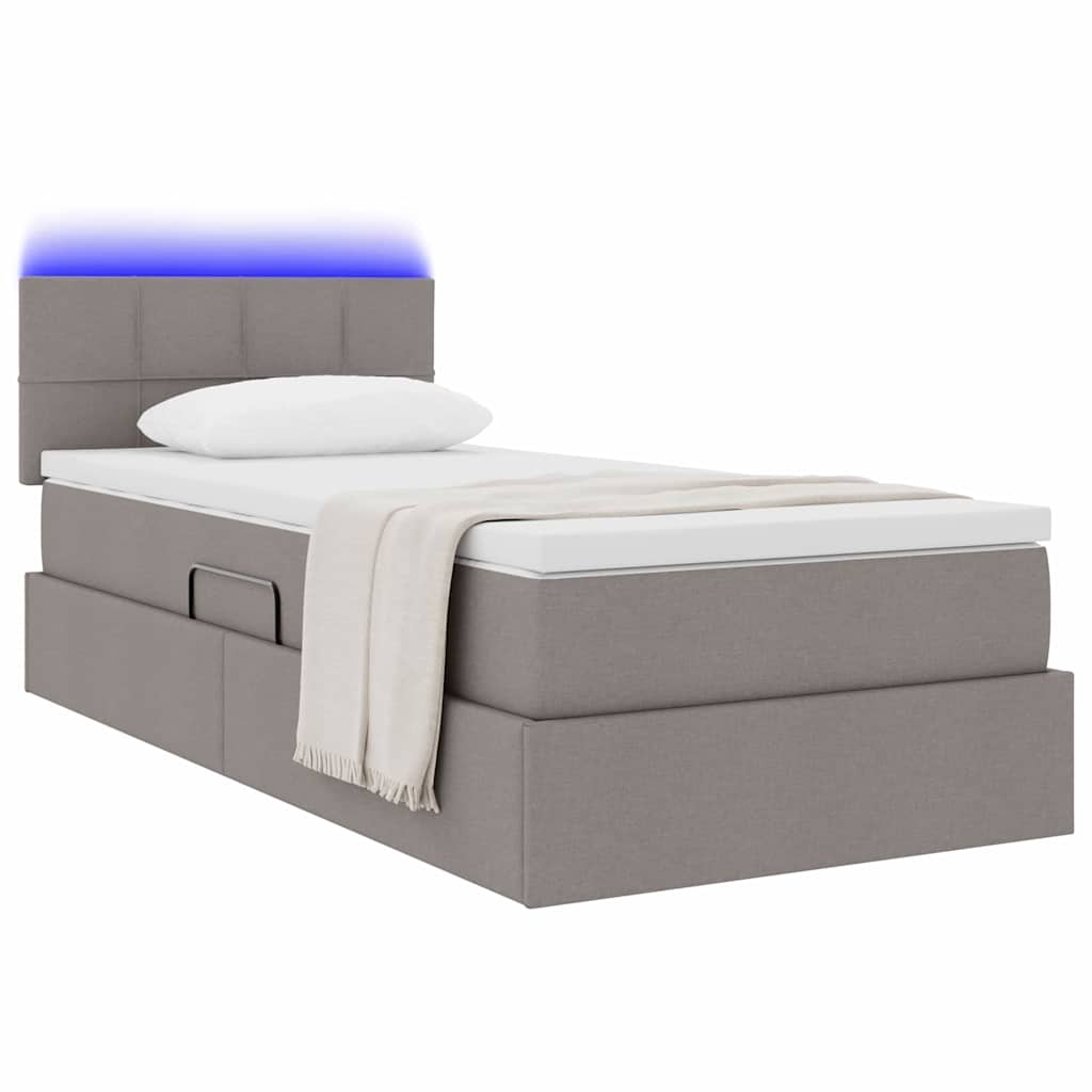Κρεβάτι με αποθηκευτικό χώρο και LED Taupe 100 x 200 cm ύφασμα - Pakobazaar