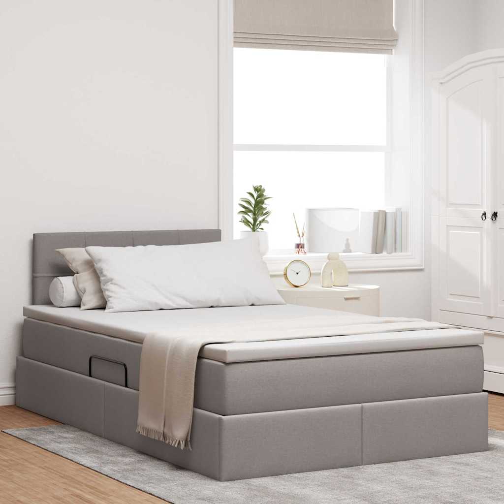 LED Κρεβάτι αποθήκευσης με στρώμα Taupe 120 x 190 cm Ύφασμα
