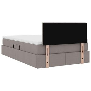LED Κρεβάτι αποθήκευσης με στρώμα Taupe 120 x 190 cm Ύφασμα