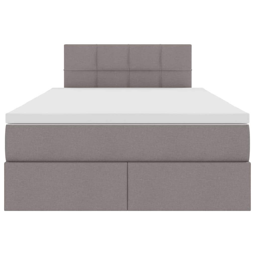 LED Κρεβάτι αποθήκευσης με στρώμα Taupe 120 x 190 cm Ύφασμα