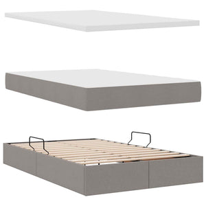 LED Κρεβάτι αποθήκευσης με στρώμα Taupe 120 x 190 cm Ύφασμα