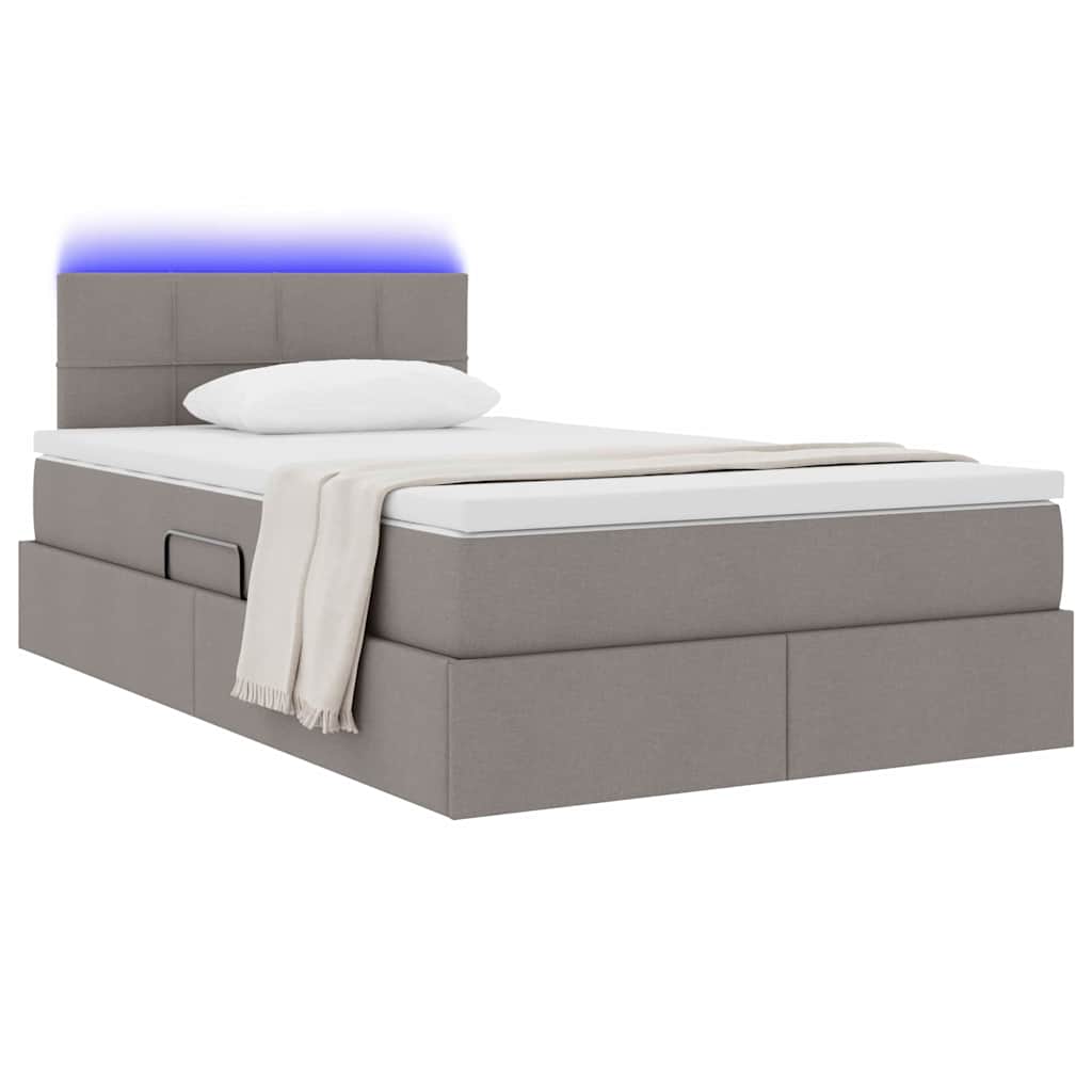 LED Κρεβάτι αποθήκευσης με στρώμα Taupe 120 x 190 cm Ύφασμα