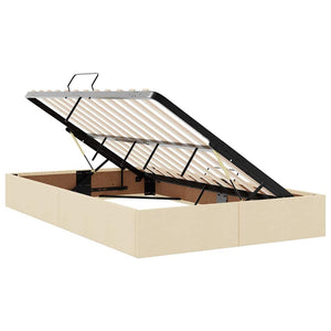 Κρεβάτι με αποθηκευτικό χώρο και LED Κρεμ 120 x 190 cm ύφασμα - Pakobazaar
