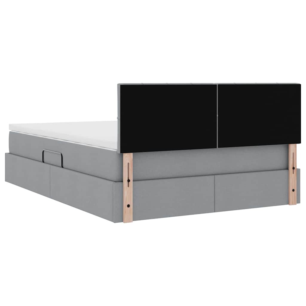 Κρεβάτι με αποθηκευτικό χώρο και LED Ανοιχτό γκρι 140 x 190 cm - Pakobazaar