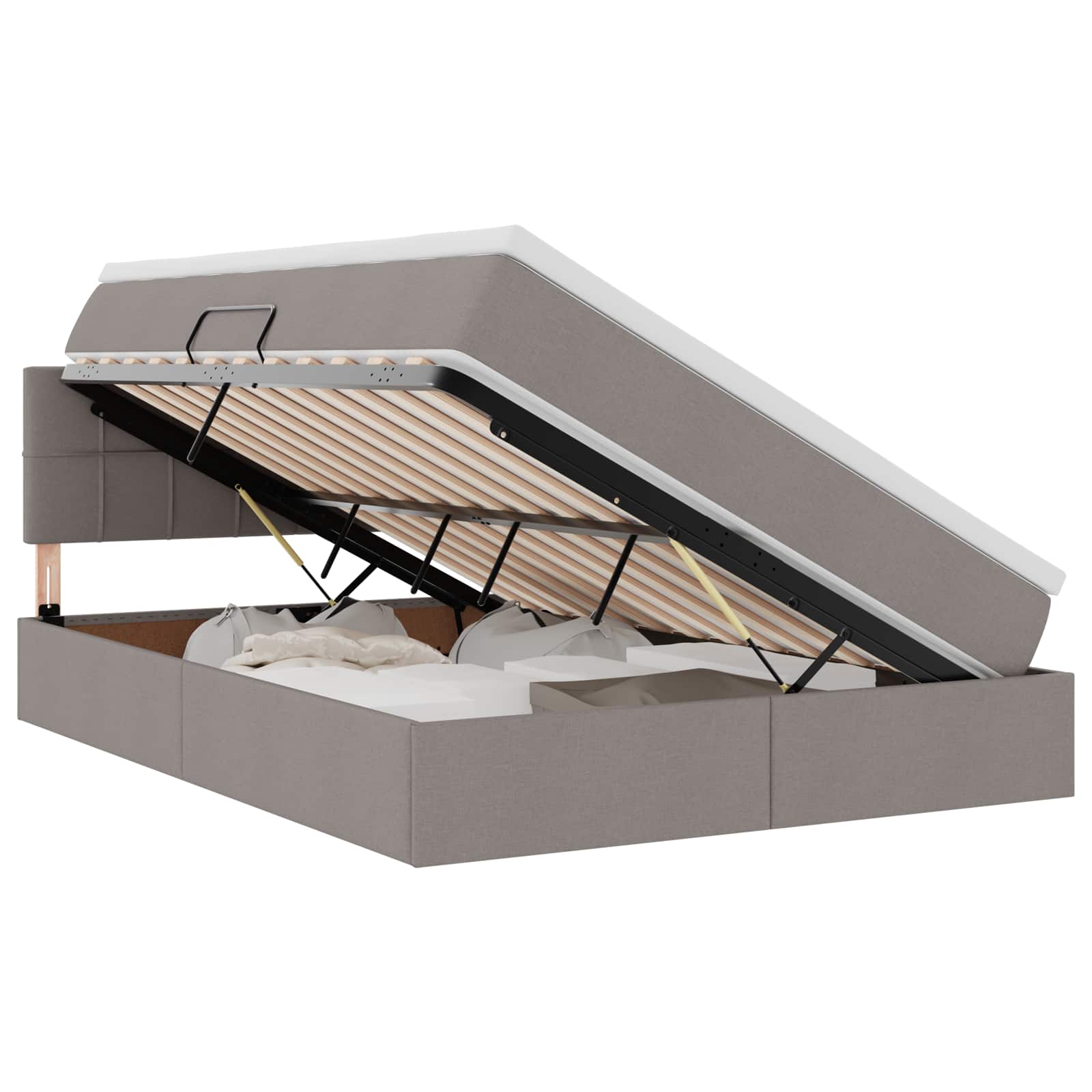 LED Κρεβάτι αποθήκευσης με στρώμα Taupe 140 x 190 cm Ύφασμα