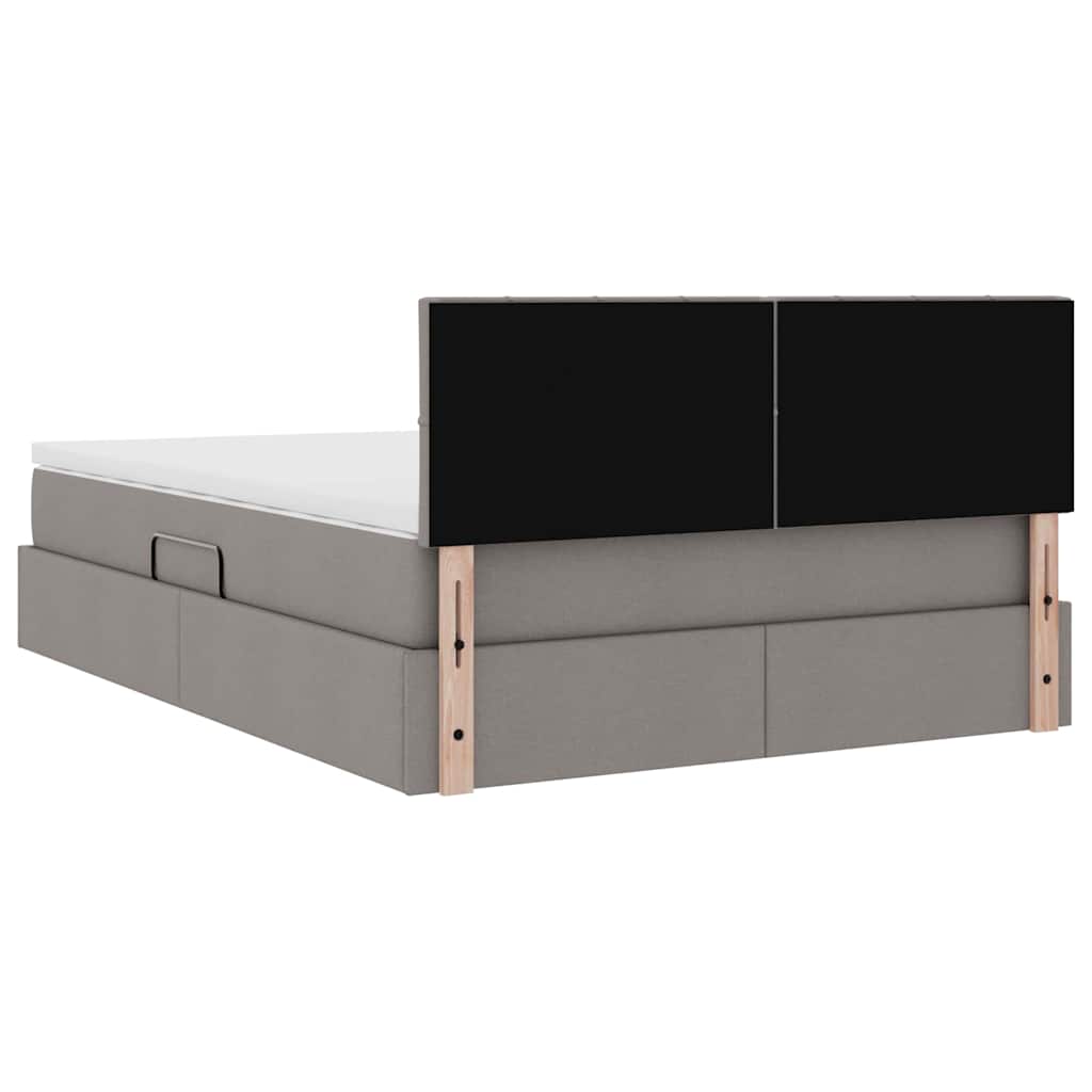 LED Κρεβάτι αποθήκευσης με στρώμα Taupe 140 x 190 cm Ύφασμα