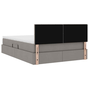 LED Κρεβάτι αποθήκευσης με στρώμα Taupe 140 x 190 cm Ύφασμα