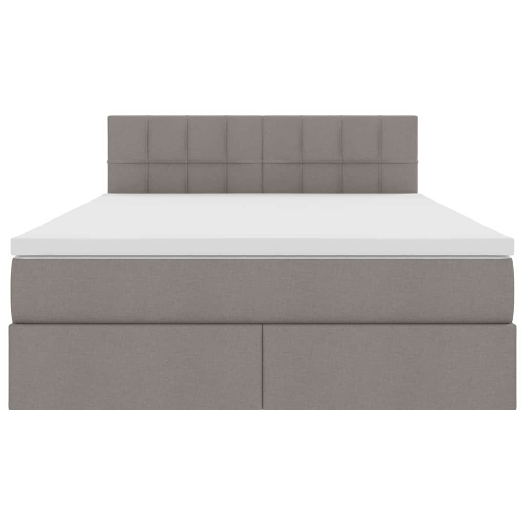 LED Κρεβάτι αποθήκευσης με στρώμα Taupe 140 x 190 cm Ύφασμα