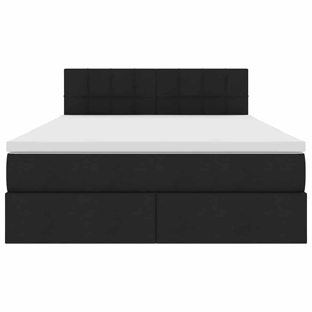 Κρεβάτι με αποθηκευτικό χώρο και LED Μαύρο 140 x 200 cm ύφασμα - Pakobazaar