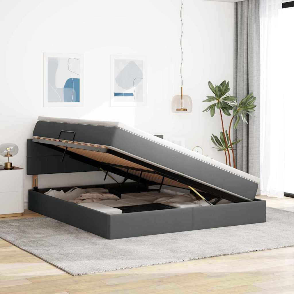 Κρεβάτι με αποθηκευτικό χώρο και LED Σκούρο Γκρι 180 x 200 cm - Pakobazaar