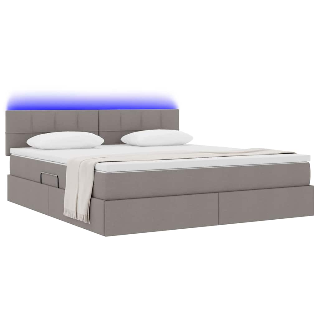Κρεβάτι με αποθηκευτικό χώρο και LED Taupe 180 x 200 cm ύφασμα - Pakobazaar