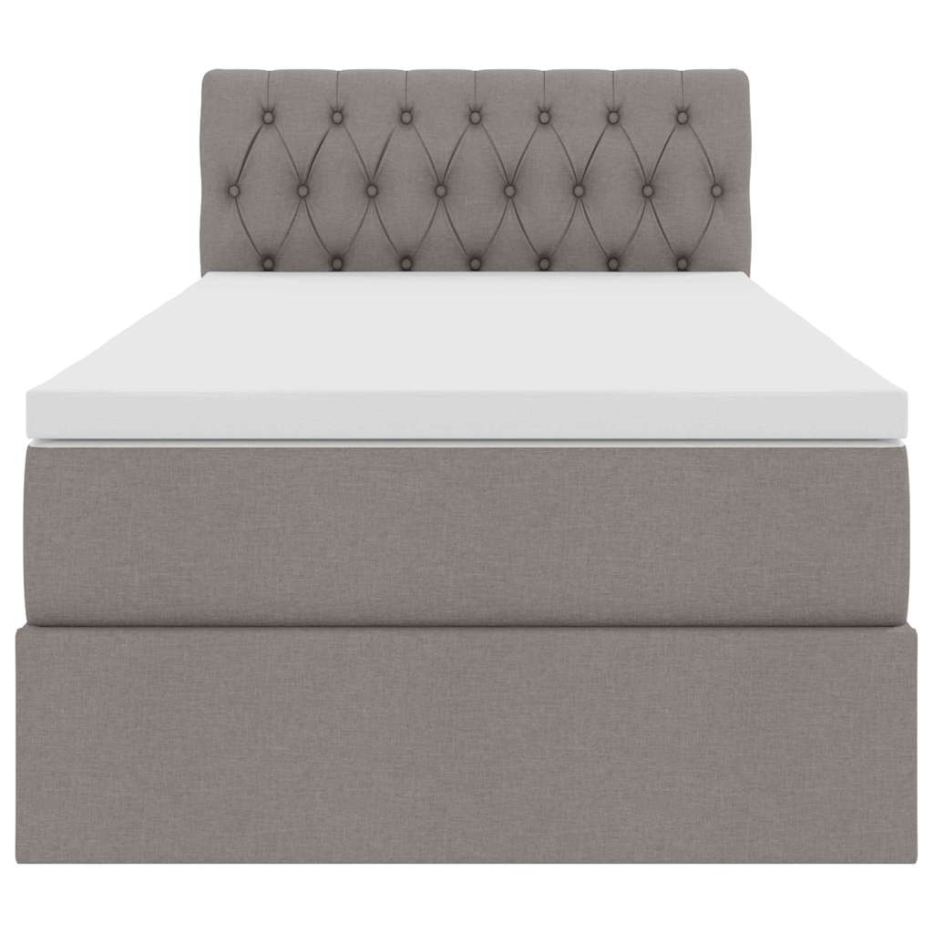Κρεβάτι με αποθηκευτικό χώρο και LED Taupe 90 x 200 cm ύφασμα - Pakobazaar
