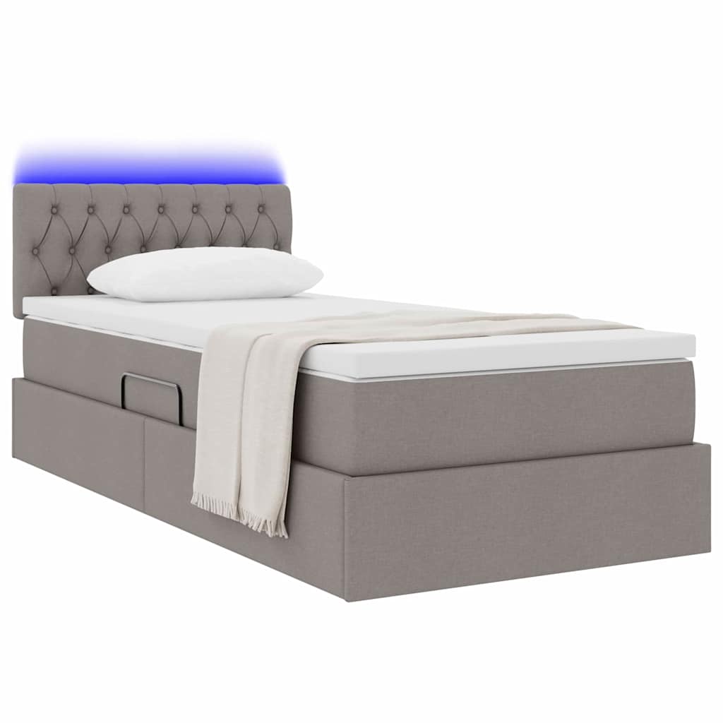 Κρεβάτι με αποθηκευτικό χώρο και LED Taupe 90 x 200 cm ύφασμα - Pakobazaar