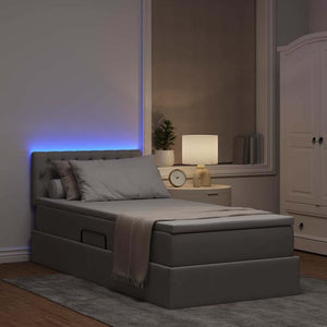 Κρεβάτι με αποθηκευτικό χώρο και LED Taupe 100 x 200 cm ύφασμα - Pakobazaar