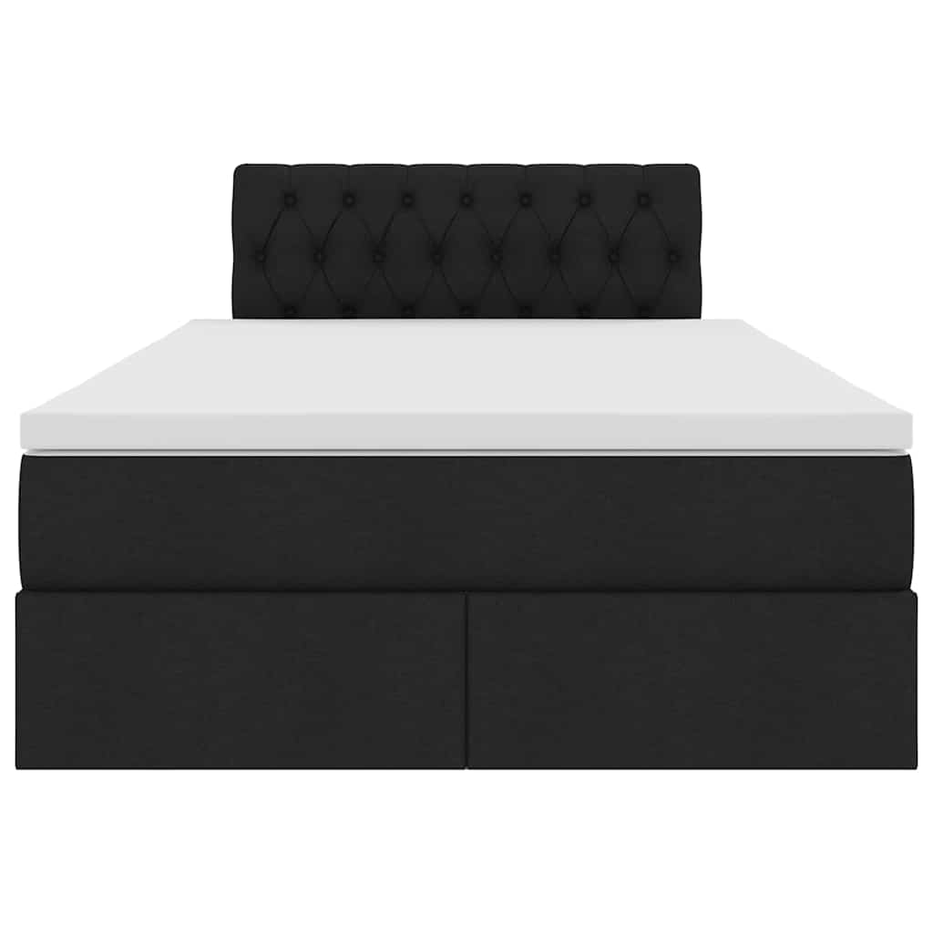 Κρεβάτι με αποθηκευτικό χώρο και LED Μαύρο 120 x 190 cm ύφασμα