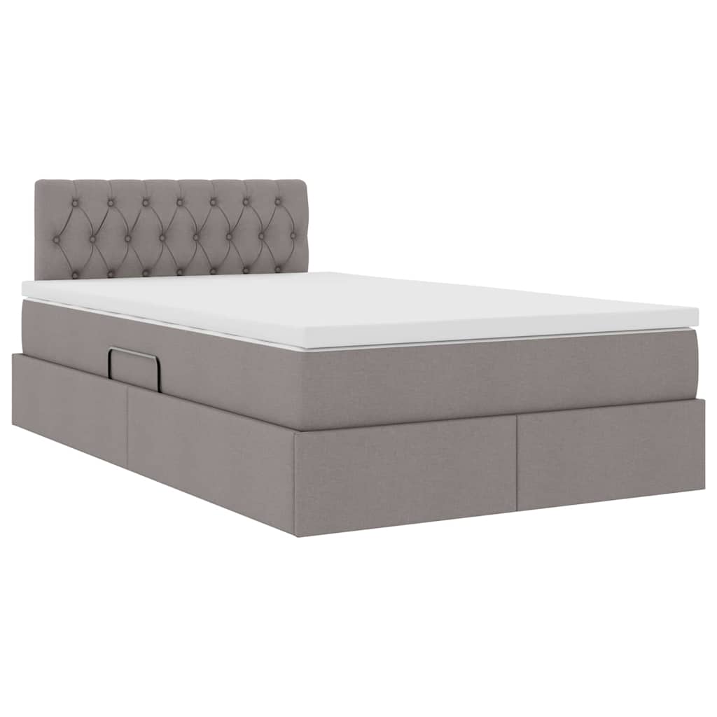 LED Κρεβάτι αποθήκευσης με στρώμα Taupe 120 x 190 cm Ύφασμα - Pakobazaar