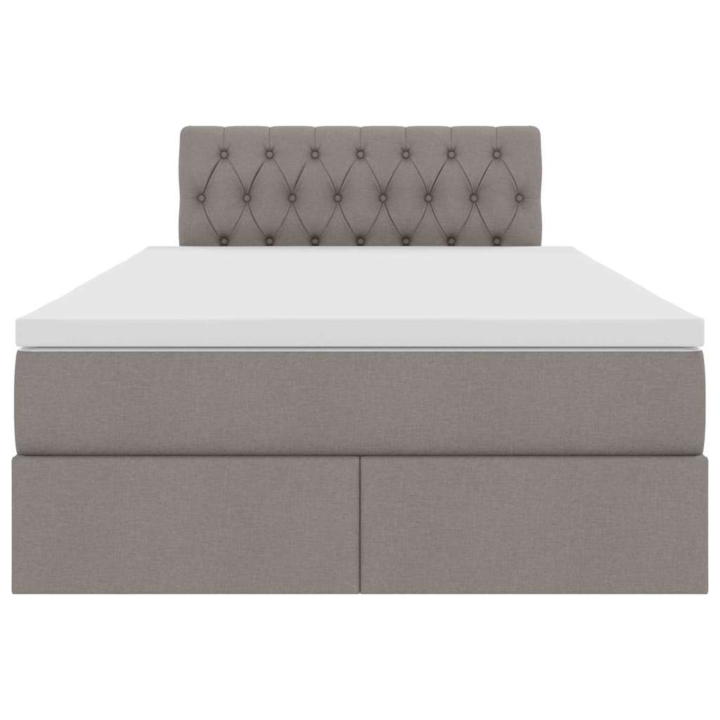 LED Κρεβάτι αποθήκευσης με στρώμα Taupe 120 x 190 cm Ύφασμα - Pakobazaar