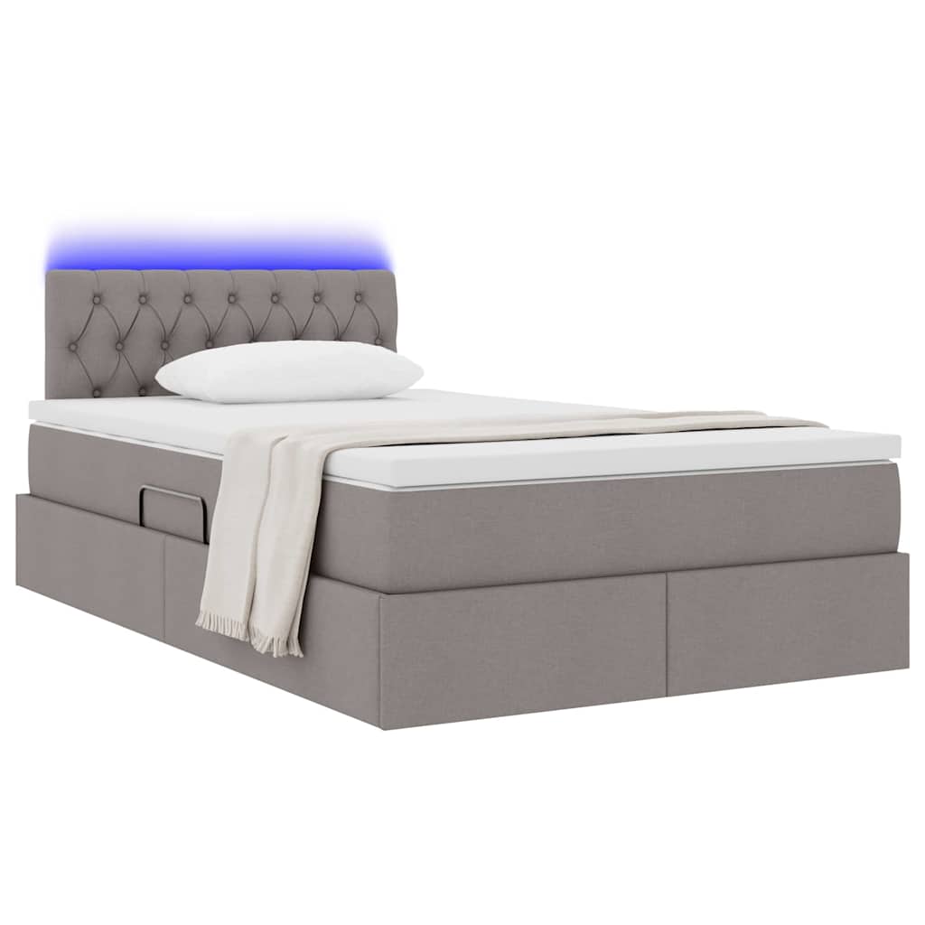 LED Κρεβάτι αποθήκευσης με στρώμα Taupe 120 x 190 cm Ύφασμα - Pakobazaar
