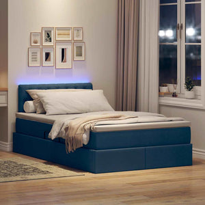 Κρεβάτι με αποθηκευτικό χώρο και LED Μπλε 120 x 190 cm ύφασμα - Pakobazaar