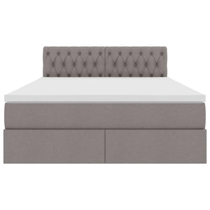 LED Κρεβάτι αποθήκευσης με στρώμα Taupe 140 x 190 cm Ύφασμα